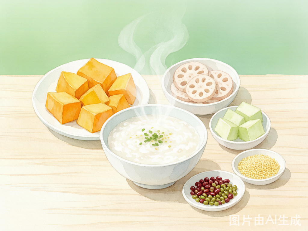大暑食疗食材：南瓜小米粥、冬瓜、薏米、赤小豆